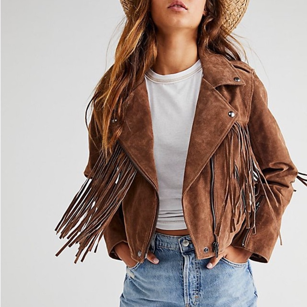 *NWT* Blank NYC Free People Moto Fringe Jacket